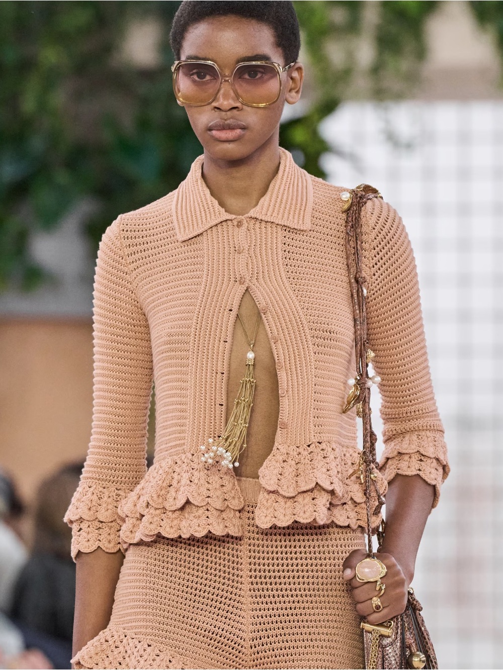 ✨ CHLOE SS25 runway Ruffled Crocheted Cotton Cardigan $1,850